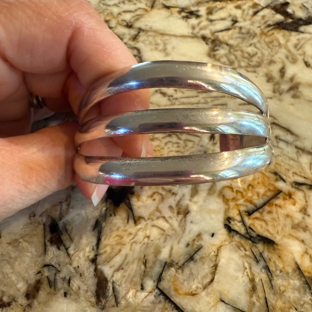 Bell Sterling Silver Triple Band Cuff Bracelet